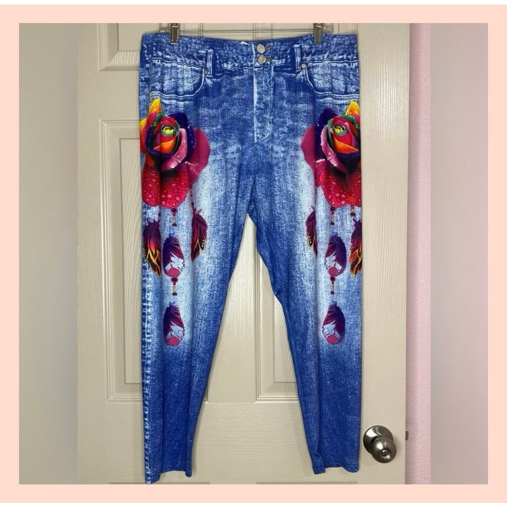 Women’s Jeggings Rose Gal Floral size 3X #013